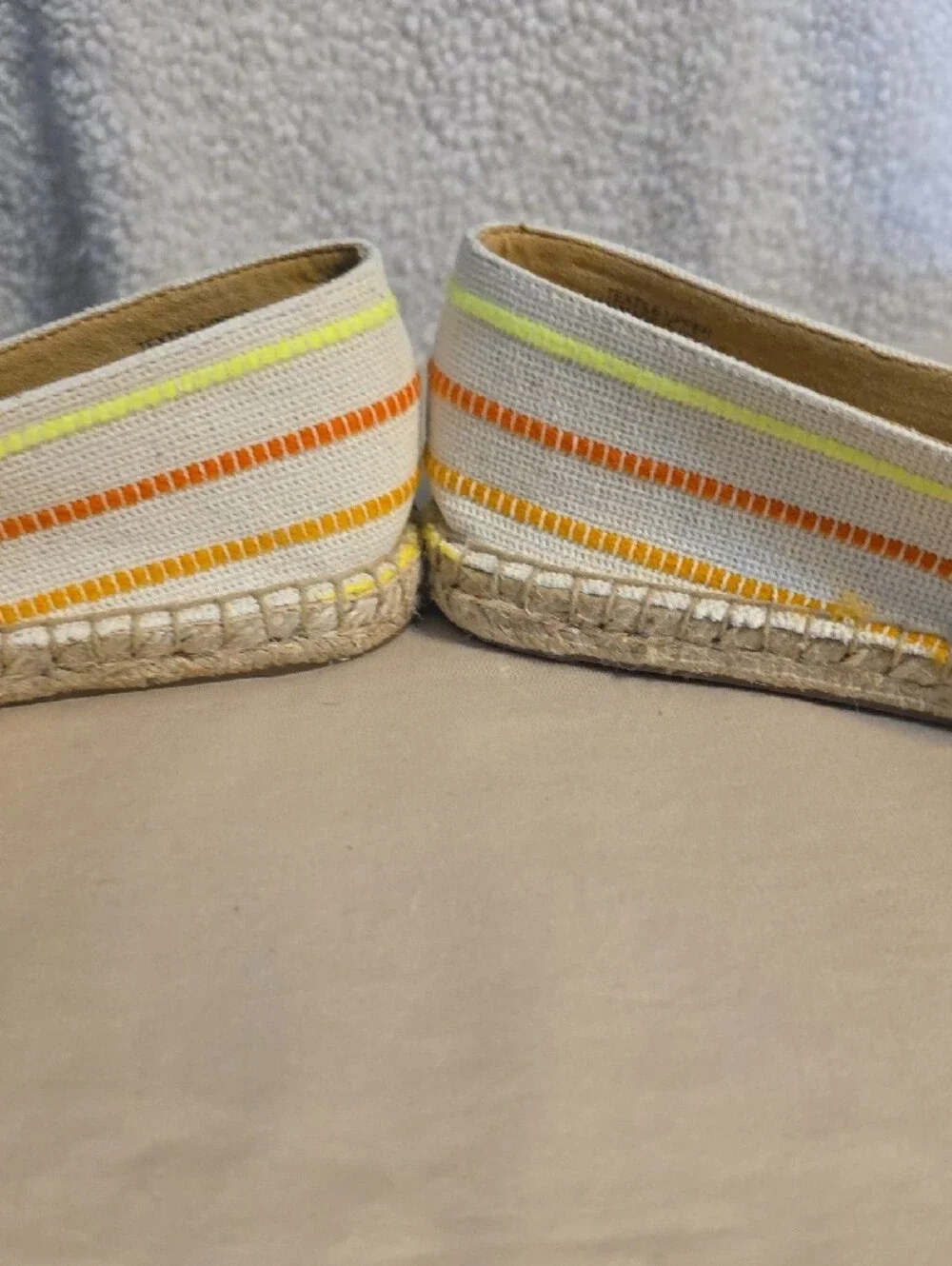 Talbots White Canvas Espadrilles with Orange & Yellow Stripes